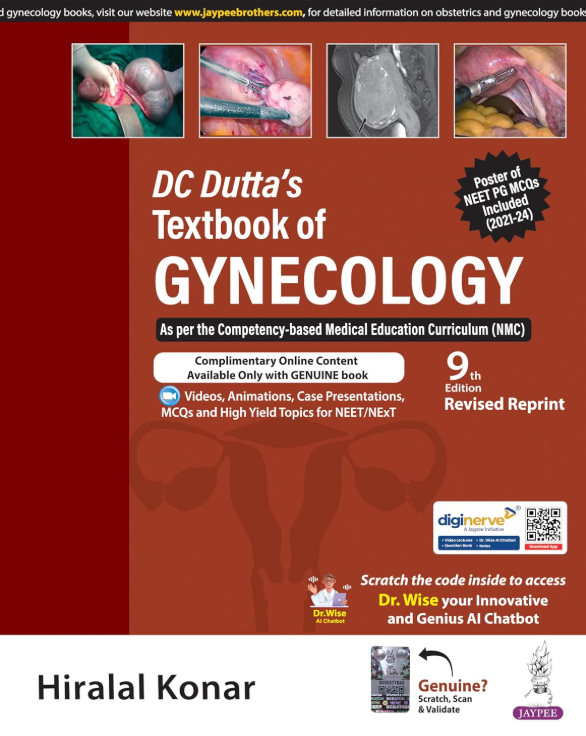 Cover of DC Dutta's Textbook of Gynecology (Including Contraception), 9th Edition, Revised Reprint