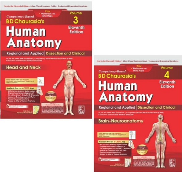 Cover of BD Chaurasia's Human Anatomy, Vol. 3 & 4: Regional and Applied Dissection and Clinical — Head and Neck, and Brain-Neuroanatomy (Competency-Based, with free Workbook & Mind Maps)