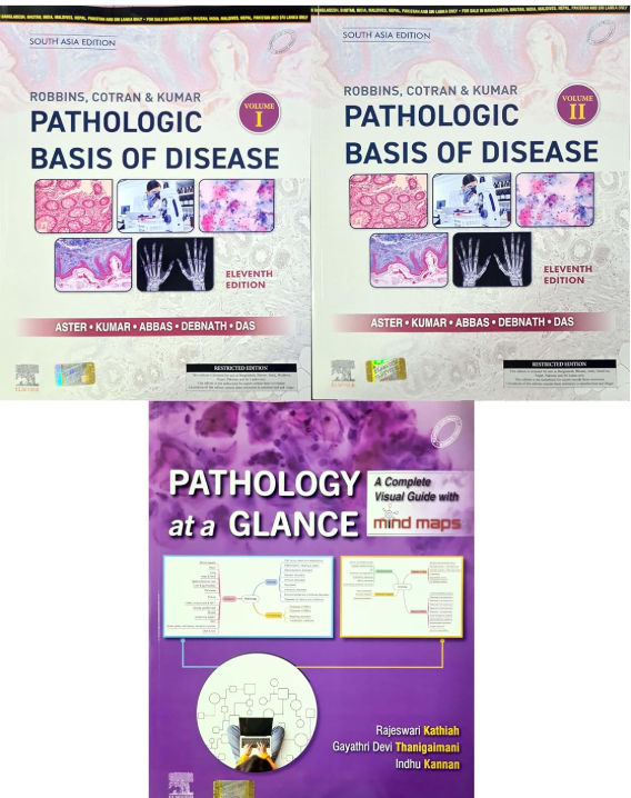 Cover of Robbins, Cotran & Kumar Pathologic Basis of Disease, South Asia Edition (2-Volume Set, with Pathology at a Glance)