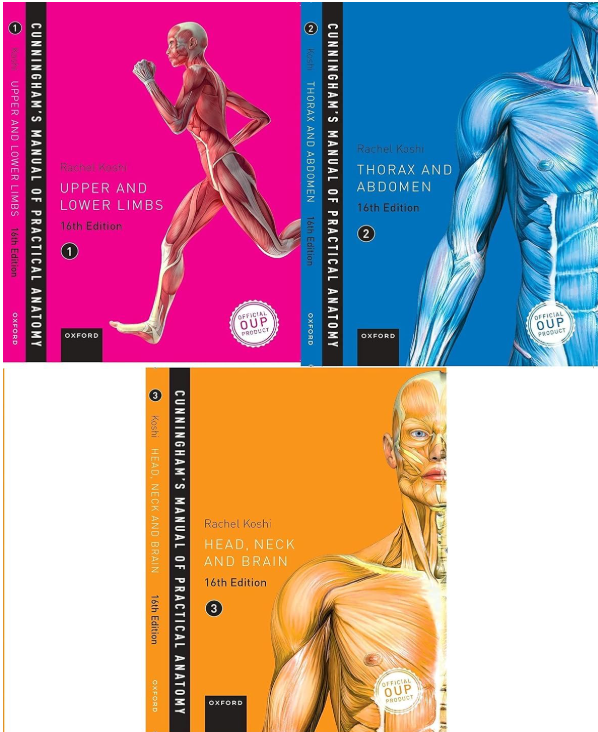 Cover of Cunningham's Manual of Practical Anatomy — Set of 3 Volumes (Vol 1: General Anatomy, Upper and Lower Limbs; Vol 2: Thorax and Abdomen; Vol 3: Head, Neck and Brain)