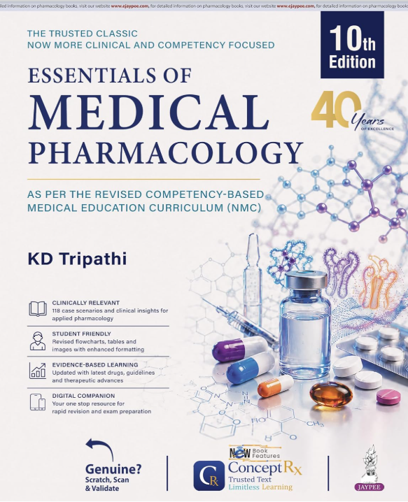 Cover of Tripathi's Essentials of Medical Pharmacology for Medical Students (CBME-aligned)