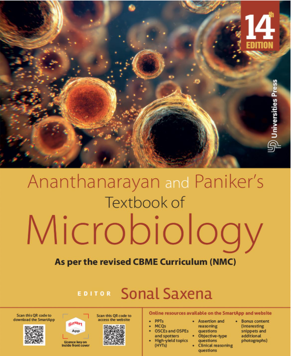 Cover of Ananthanarayan and Paniker's Textbook of Microbiology, 14th Edition